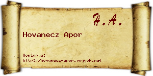 Hovanecz Apor névjegykártya